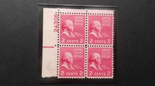 #806 2c John Adams Plate Block