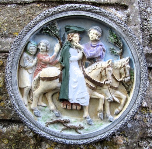 Medieval scene lovers tryst - medieval, scene,