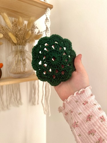 Green crochet coaster set 2 - green, x