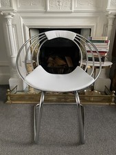 1950's Mid Century ITALIAN CHROME SPACE AGE CHAIRS WITH BEIGE LEATHER COVER