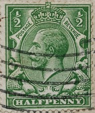 King George V Green Half Penny Stamp