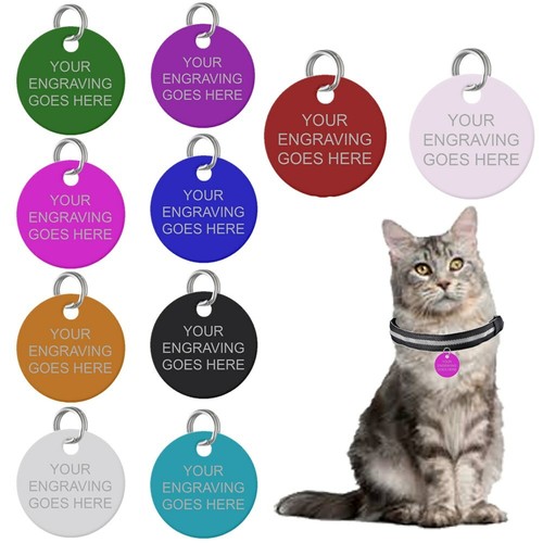 Engraved cat tag round - engraved,