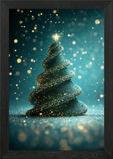 Sparkling Christmas Tree Framed Wall Art Poster Canvas Print Picture