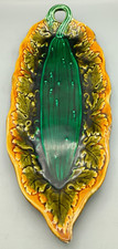 Vintage Earthenware Majolica Cucumber Plate 38cm long - 2 x chips to edge