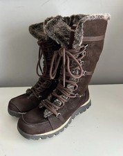 Skechers Womens Grand Jam Brown Suede Faux Fur Mid Calf Zip Up Boots UK 5.