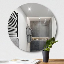 Frameless Self-Adhesive Unframed Bathroom Bedroom Wall Acrylic Mirror Round UK