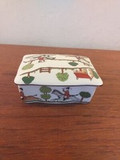 Crown Staffordshire Hunting Scene Trinket Box With Lid
