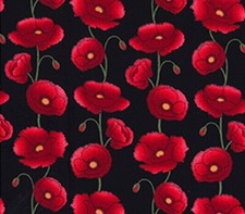 100% Cotton Fabric - Red Poppy