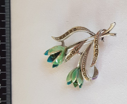 Floral enamel and - , marcasite