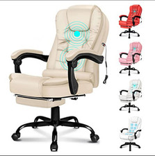 ELFORDSON Comfy Executive Office Desk Chairs for Home  (Cream)