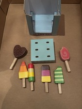 Wooden Children’s Ice Cream Lolly Toy Play Set Pretend Play Food Box Missing Lid