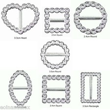 10 Diamante Effect Silver Ribbon Buckle Sliders Gifts Wedding Invitation cards