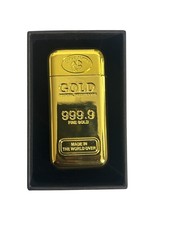 Luxury Compact Mini Butane Gas Jet Blue Flame Lighter Gift Metal Gold Brick Bar