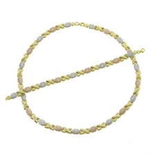 Tri Tone 925 Sterling Silver Stampato XOXO Hugs Kisses Necklace Bracelet Set