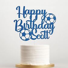 Personalised Glitter Happy Birthday Cake Topper, Football Sports Theme Decor