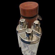 Rare AIR Europe Leather travel hip flask trio aviation Memorabilia 1980s Vintage