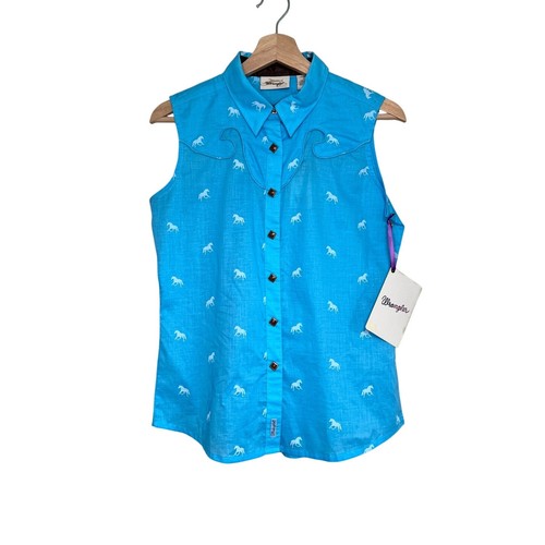 New blue sleeveless wrangler - blue,