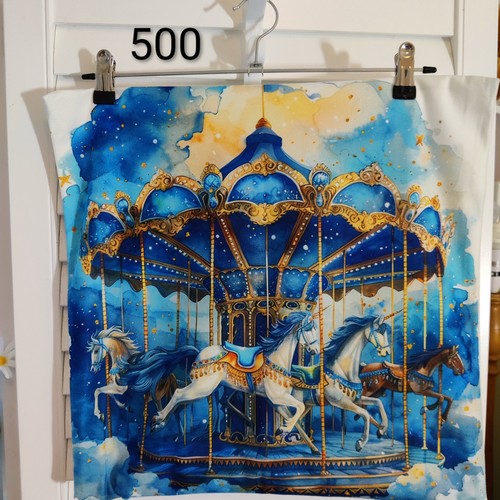Carousel horses vintage blue - horses,