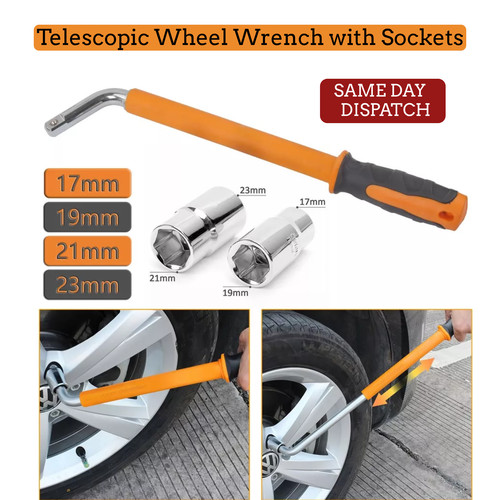 Extendable wheel brace wrench - extendable,