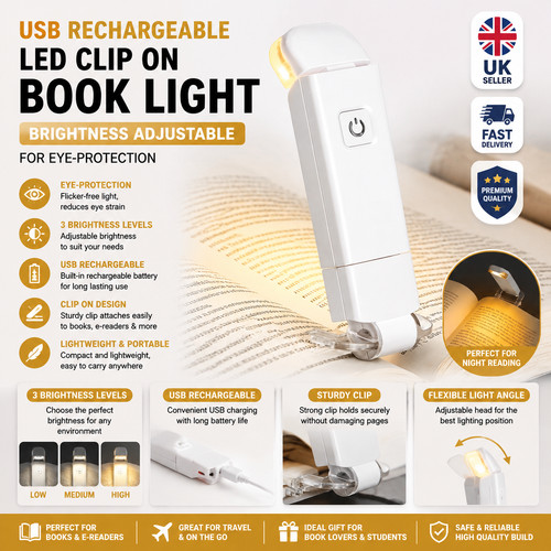 Usb rechargeable led clip - clip, on