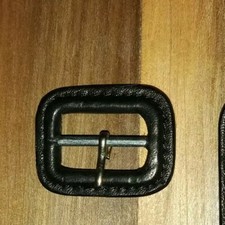 1 Small Black Italian Leather Covered Buckle Replacement trench mac/coat 