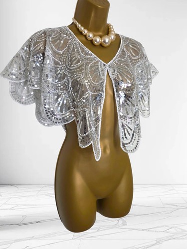 Bridal sequin cape shawl - bridal,
