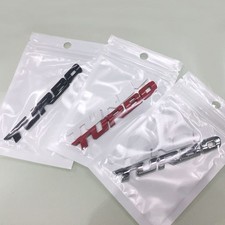 4 x TURBO Metal Rear Emblem - 3D Sporty Car Badge Silver Red Black Gold