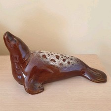 Fosters studio pottery seal brown treacle honeycomb glaze 8.5" Vintage.