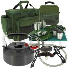 NGT Carp Fishing & Camping Cutlery Cooking Set with Gas Stove, Kettle + Carryall