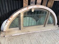 WINDOW Large Half Round leaded glass 90" x 37" x 10"deep - 35" x 29" opener