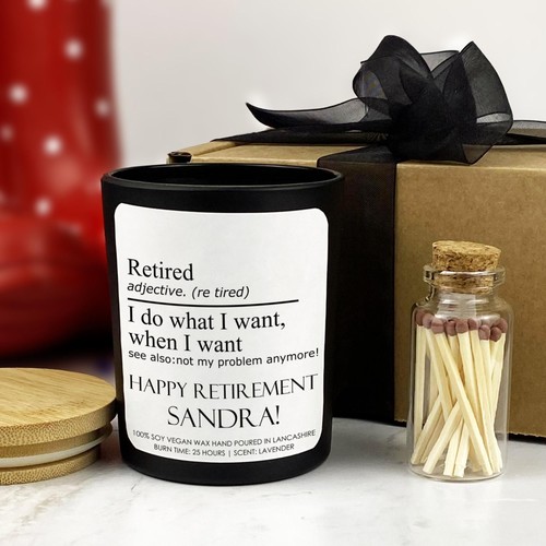 Personalised retirement candle - retirement,