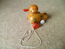 Vintage Wooden Pull Along Duck