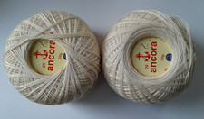 2 x 50g Coats Ancora Crochet Cotton. Light Beige. Crochet/Textile Crafts