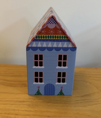 Christmas house tin ornament - house,