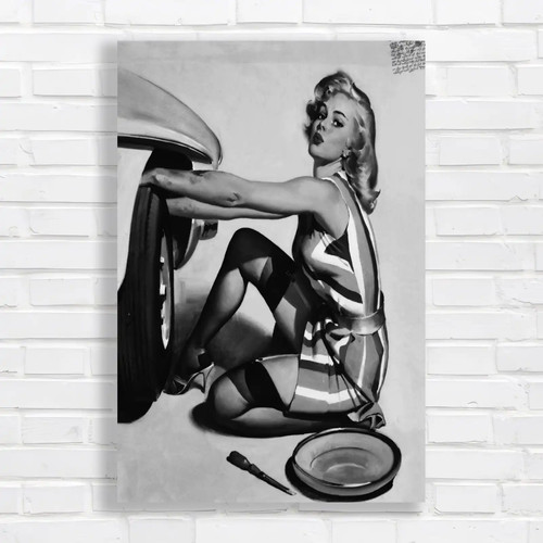 Retro pin girl - pin-up, canvas