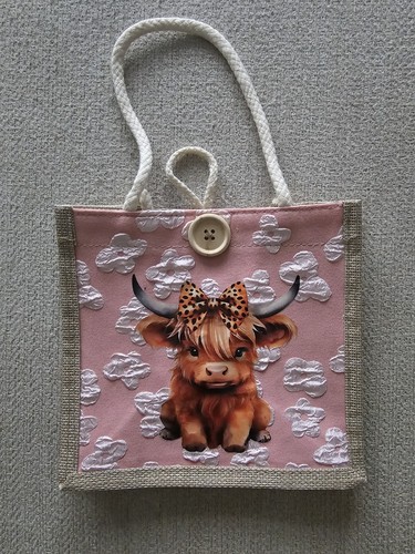 Highland cow printed jute - highland,