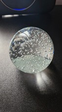 Vintage Clear with Bubbles Large Glass Paperweight