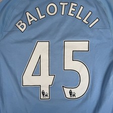 Rare Original BALOTELLI 45 Manchester City 2010/2011 Home Football Shirt Medium