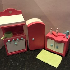 Group of  ELC Wooden Toy Dolls House Furniture - Kitchen - Lot 3