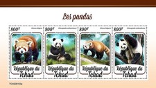 PANDAS Giant & Red Panda Bear Bears Animals MNH 4v-Stamp Sheet #1 (2020 Chad)