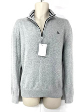 JACK WILLS Grey Marl Soft Thin Knit Pure COTTON Mens High Zip Neck Jumper size L