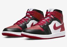 Nike Air Jordan 1 Mid Trainers UK Size 9.5 EUR 44.5 BQ6472 079 ‘Bred Toe’ Unisex