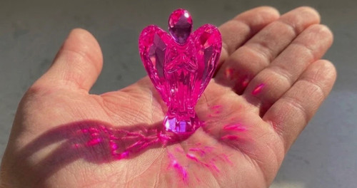 Glass guardian angel statue - glass,