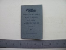 MOTOR CYCLES 1954 SPECS & Price List BRITISH SIDECARS CYCLEMOTORS 64 PG BOOKLET