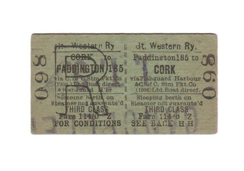 Gwr railway steamer ticket - railway,