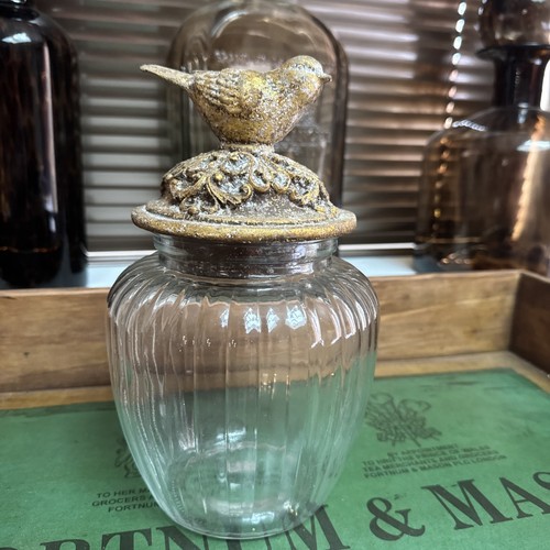 Antique style glass gold - glass, bird