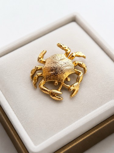 Vintage gold tone crab brooch - vintage,