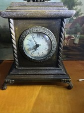 Vintage Mantle Clock Dark Wood