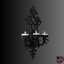 Gothic Tea Light Wall Sconce – Black or Hand-Painted Brass, 3D Printed
