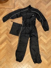 Hein Gericke one-piece motorcycle rain suit, medium, black, reflective piping